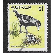 AUS 1980 $1.00 'BIRDS - WESTERN MAGPIE' FINE USED (EBID68-023)