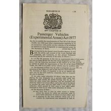 1977 Act of Parliament: passenger vehicles - Experimental areas