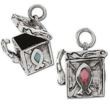 Sterling Silver Hand-Made Enamel Fish Prayer Box Pendant