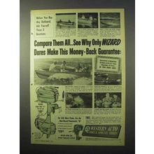 1951 Wizard Super Twin 6 Outboard Motor Ad - Compare