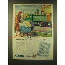 1947 Alcoa Aluminum Ad - brickbats or babies - it makes no difference