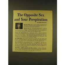 1958 Arrid Deodorant Ad - The opposite sex and your perspiration