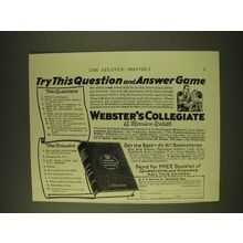 1933 Webster's Collegiate Dictionary Ad - Try this question and answer game