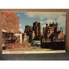 WELLS CATHEDRAL, .used postcard by Harvey Barton 1989 pm =