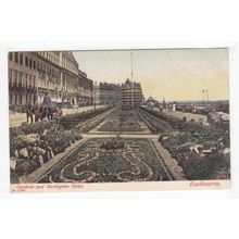 Gardens and Burlington Hotel Eastbourne Postcard 1904 East Sussex