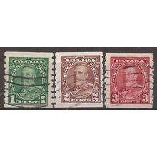 Canada 1935 SG352-354 Coil Stamp Set IMP x Perf 8 Good+ Used..