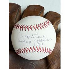 Tony Kubek Signed Autographed "World Champs 61" Major league (OML) Baseball: JSA