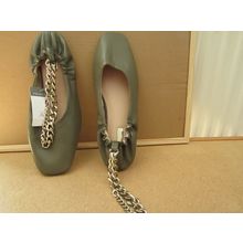Primark sage green slip on shoe with gold chain ankle strap Size 5 never worn