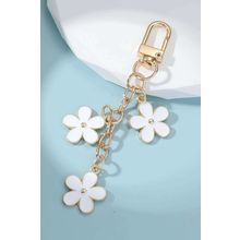 White Cute Flower Shape Ornament Key Buckle