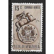 VENEZUELA 1951 AIR NATIONAL ARMS OF VENEZUELA 15c BROWN SG932 FINE USED