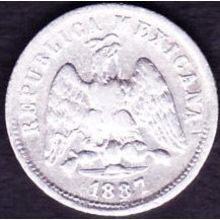1887 GoR Mexico 10 Centavos Silver Coin