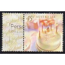 Australia 1999 Personal Greetings - Birthday Cake 45c with Tab Used