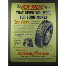 1953 Goodyear Deluxe All Weather Tyre Ad - The new-value tyre