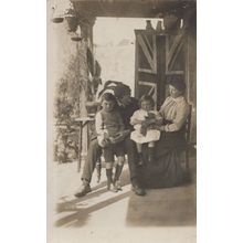 British Family in WW1 Giant Union Jack Flag Teddy Bear RPC Postcard