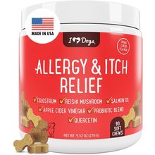 Iheartdogs Allergy & Itch Relief for Dogs with Salmon Oil, Quercetin, Colostrum,