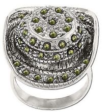 Sterling Silver Genuine Marcasite Cowboy Hat Ring