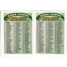 2002 Topps complete Traded and Rookies checklists- 2 cards