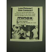 1968 Minox Camera Ad - Love pictures? Hate cameras?