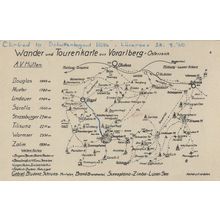 Voralberg Map Austria Old 1950s Postcard