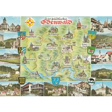 Odenwald Zwingenberg Michelbach German Map Postcard