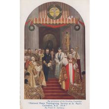 Post WW1 Peace Service at St Pauls Cathedral Painting Postcard