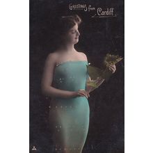 Greetings From Cardiff Welsh Glamour Real Photo Old Postcard