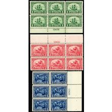 548-50, Mint Set of Three Plate Blocks CV $635 - Stuart Katz