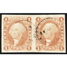 R1a, Used 1¢ XF Pair - Express Revenue Stamps - Stuart Katz