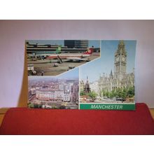 multiview, MANCHESTER, LANCASHIRE unused postcard Colourmaster AIRPORT =