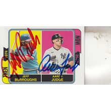 JEFF BURROUGHS & AARON JUDGE AUTO 2023 RANGERS & YANKEES STAR PLAYERS THEN & NOW