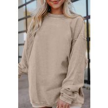 Smoke Gray Ribbed Corduroy Oversized Sweatshirt