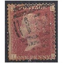 1858 SG43 1d Red Plate 164 Good Used Check Letters "LJ".