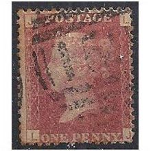 1858 SG43 1d Red Plate 164 Good Used Check Letters "LJ".