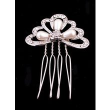 Wire Side Hair Comb with Drop Pearls & Swarovski Crystals[ ]