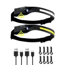 2PCS Rechargeable Headlamp, 350 lumens 230 Wide Beam