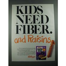1987 Kellogg's Raisin Bran Cereal Ad - Kids Need Fiber and Raisins