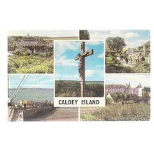 CALDEY ISLAND, PEMBROKESHIRE MULTIVIEW..used vintage postcard 1974 postmark =