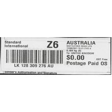 AUS 2021 'STANDARD INTERNATIONAL INT'L LABEL TO U.K $0.00 FINE USED (EBID77-086)