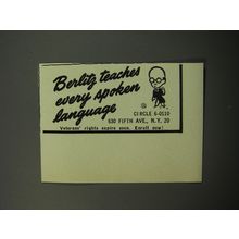 1951 Berlitz School of Languages Ad - Berlitz teaches every spoken language