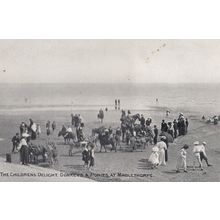 Mablethorpe Skegness Donkeys Pony Seaside Beach Rides Old Postcard