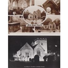 Stoke Poges Church at Night Illuminations Floodlit Bucks 2x Real Photo Postcard