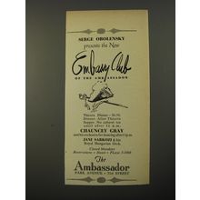 1954 The Ambassador Hotel Ad - Serge Obolensky presents the new embassy Club