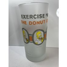 Homer Simpsons Exercise the Donuts Frosted Drinking Glass Collectable