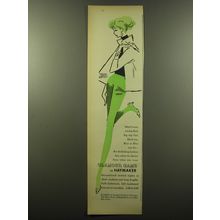 1959 Haymaker Glamour Gams Tights Ad - Mint Green, raving Red, big top tan