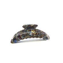 Long large abalone sea shell effect purple blue gold hair claw clip
