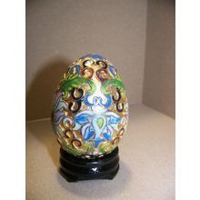 Vintage Cloisonne Enamel Egg w/ Stand 2 1/2"