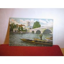HENLEY BRIDGE, HENLEY-ON-THAMES used antique postcard 1911 postmark =