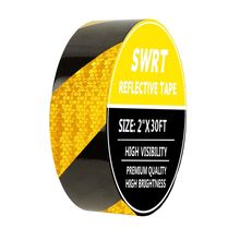 SWRT 2 Inch X 30 FT Reflective Tape Outdoor Waterproof Black & Yellow Reflective
