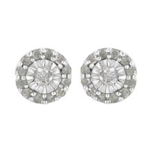 925 Sterling Silver 1/2 cttw Miracle-Set Round Diamond Halo Stud Earrings (I...