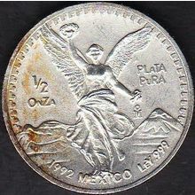 1992 Mexico 1 Half Ounce Silver Coin
